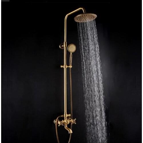 Vidric antique brass finished solid brass construction art carved Europe style bathroom wall mounted bathtub faucet set