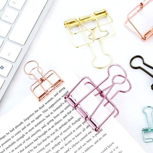 Vintage brief metal cutout clip liras storage paper clip dovetail clip gold silver metal binder clips