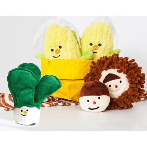 Funny Korean hot sale plush dog toy squeaky cabbage corn chestnut puppy chew toy interactive cat toy pet dog Training small dog