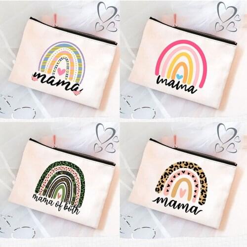 Rainbow Mama Print Makeup Bag Travel Cosmetic Case Women Toiletries Organizer Tote Female Storage Make Up Bags Purse Mother Gift