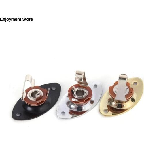 1 Set For Electric LP Guitar Chrome Oval Output Plate Jack Jackplate Socket With Jack
