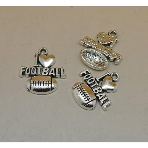 A4665 Wholesale 100pcs Antique Silver Rugby Charms Pendant Alloy Accessories 20x19mm