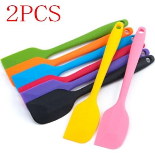 2pcs Kitchen Silicone Cream Butter Cake Spatula Mixing Batter Scraper Brush Butter Mixer Cake Brushes Baking Tool Kitchenware