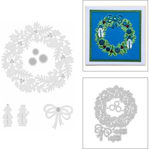 2020 New Christmas Iris Metal Cutting Dies Flower Wreath and Bow Snowman Die Scrapbooking For Crafts Card Making no Stamps Sets