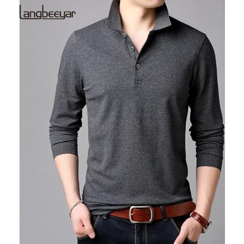 2021 Top Grade New Fashion Brands Polo Shirt Mens Solid Color Long Sleeve Slim Fit Boys Korean Poloshirt Casual Men Clothing