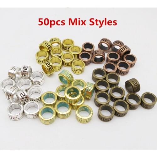 30pcs/50pcs metal silver/Gold/Bronze small viking rune hair braid dread beard dreadlock beads rings tube for Hair Accessories