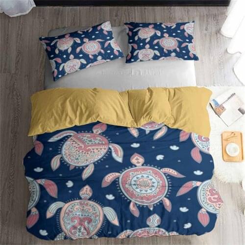 HELENGILI 3D Bedding Set Sea Turtle Print Duvet Cover Set Lifelike Bedclothes with Pillowcase Bed Set Home Textiles #HG-27