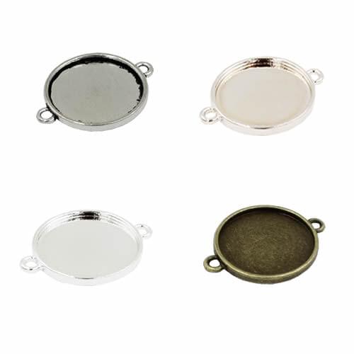 Fit 12mm Single side bezel with Double Ring Alloy Antique Silver Cameo/Glass/Cabochon Frame Settings 50pcs/lot K05160