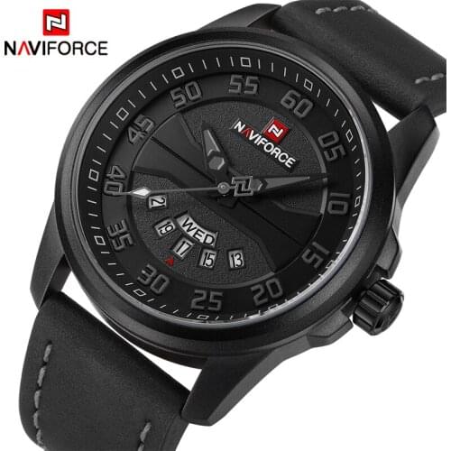 Luxury Brand NAVIFORCE Men Fashion Casual Watches Mens Quartz Clock Man Leather Strap Army Military Sports Wrist Watch NF9124