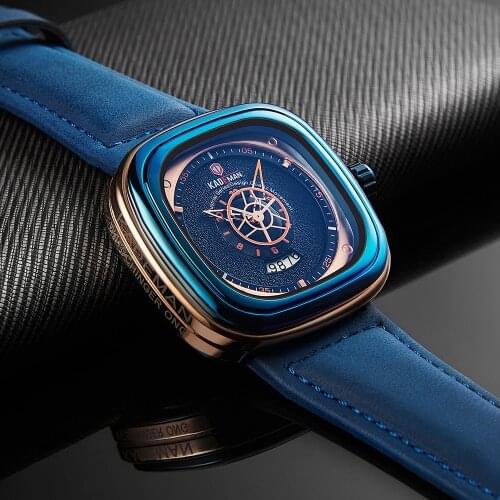 Kademan Fashion Leisure Trend Mens Watch Rectangular Dial Belt Quartz Watch Mens Watch Japanese Movement