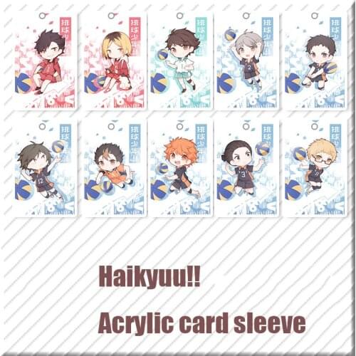 Card Case Anime Haikyuu!! Hinata Shoyo Kageyama Tobio Tsukishima Kei Cosplay Acrylic Student Card Holder Keychain Bag Pendant