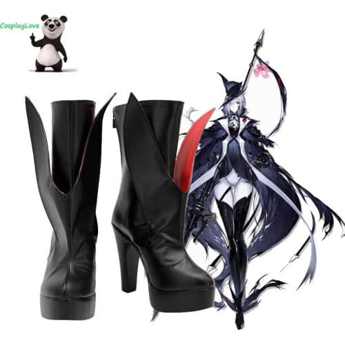 Arknights Gladiia Black Shoes Cosplay Long Boots Leather Custom Made For Party Christmas Halloween