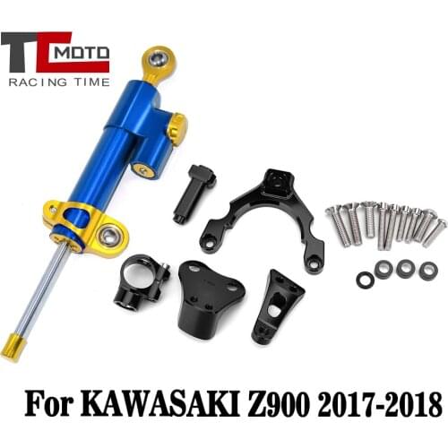 CNC Adjustable Motorcycle Linear Reversed Steering Damper With Bracket Support For Kawasaki Z900 Z 900 2017 2018