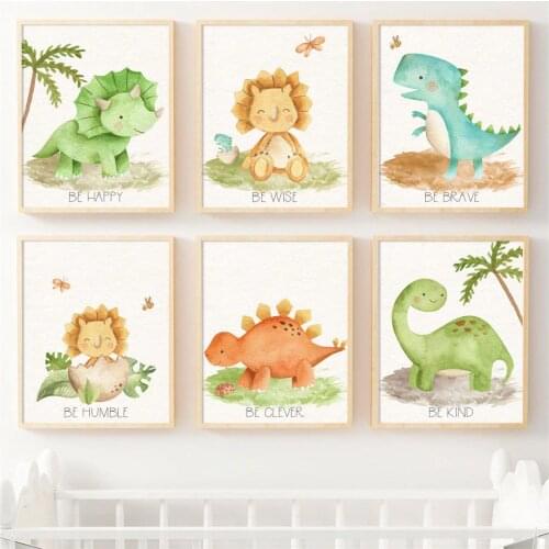 Dinosaur Tree Bee butterfly Quotes Nursery Wall Art Canvas Painting Nordic Posters And Prints Wall Pictures Baby Kids Room Decor