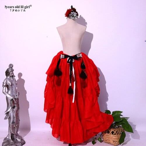 Cotton 4Tiered 18Yards Ats Gypsy Tribal Belly Dance Skirt EH54