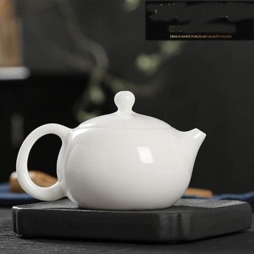 Grade Jade Porcelain Handmade Teapot Tea Cup Ceramic Trumpet Suet Jade White Porcelain Tea Tool