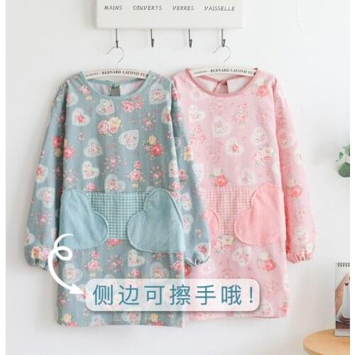 Apron household kitchen smock female fashion cute Japanese Korean version waterproof and oil-proof can wipe hands to cook