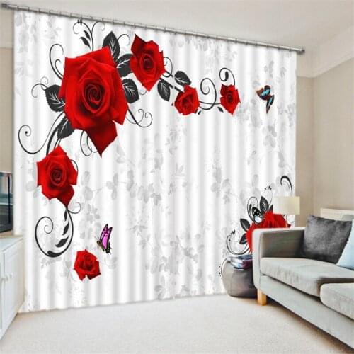 Customized Large flowers Luxury 3D Blackout Window Curtain Drapes For Living room Bed room Hotel Wall Tapestry Cortinas