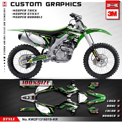 KUNGFU GRAPHICS Motorcycle Decals MX Sticker Kit for KX250F KX 250F 2013 2014 2015 2016, Customizable