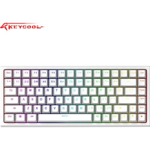Keycool 84 Keys White Bluetooth 5.0 mechanical keyboard RGB Hotswap Gateron RGB Yellow PRO
