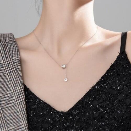 Fashion Silver Pendant Necklace 925 Sterling Silver Necklace with Cubic Zirconia