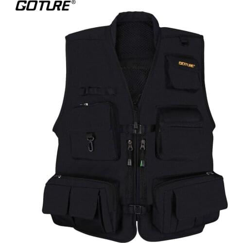 Goture Men Fly Fishing Vest Fishing Waistcoat Ice Vest Life Jacket For Winter Trout Fishing Black Color Size L XL XXL
