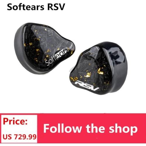 Softears RSV RS5 5BA IEM Reference Sound Five Series In-Ear Monitor Earphone Satin carbon fiber fragments&Gold foil faceplate