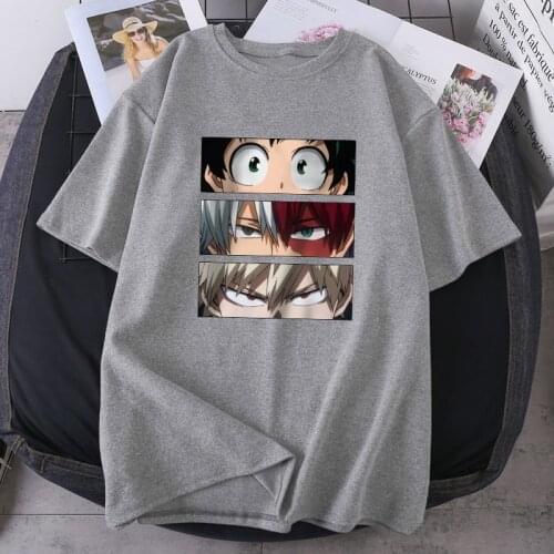Oversize My Hero Academy Tshirts White Harajuku T-shirts Women O-Neck Print Hip Hop Cosplay Tops Tees Loose Fit Ladies Camiaetas