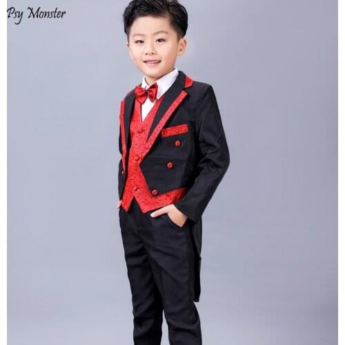 Formal ChildrensTuxedo Suits Sets Flower Boys Wedding Dresses Costume Boys' Piano Shows Hosting Clothes Kids Party Prom Clothes