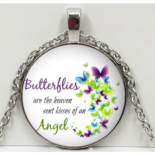 "Necklace ""Are The Heaven Sent Kisses"" Photo Tibet Silver Cabochon Glass Pendant Chain Necklace"