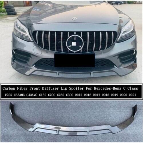 Carbon Fiber Front Diffuser Lip Spoiler For Mercedes-Benz C Class W205 C63 C43 C180 C200 C260 C300 2015-2021 Bumper Spoilers AAA
