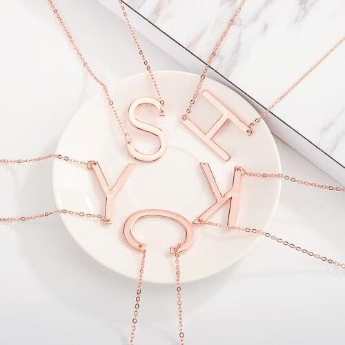 Simple 26 Letter Pendant Necklace for Women Hollow Trend Neck Clavicle Chain Fashion Jewelry Girls Gift 2021 New