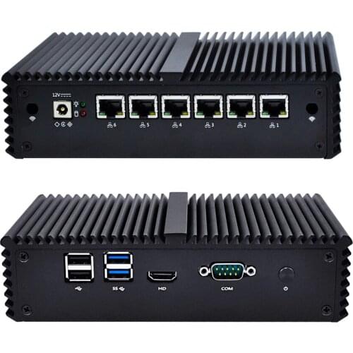 Qotom Q575G6-S05 Computer i7 7500U Mini PC AES-NI with 6 LAN Ports Box PC (16G RAM+256G SSD)
