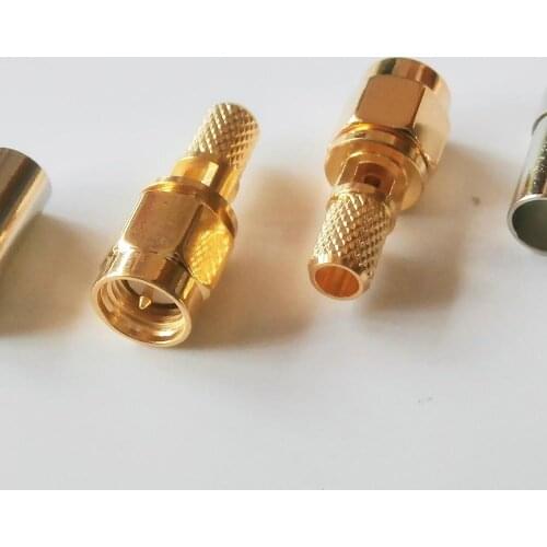 1X Pcs RF Connector Socket SMA Male Window Jack Crimp for LMR195 RG58 RG142 RG223 RG400 Cable Plug Gold Plated Straight Coaxial