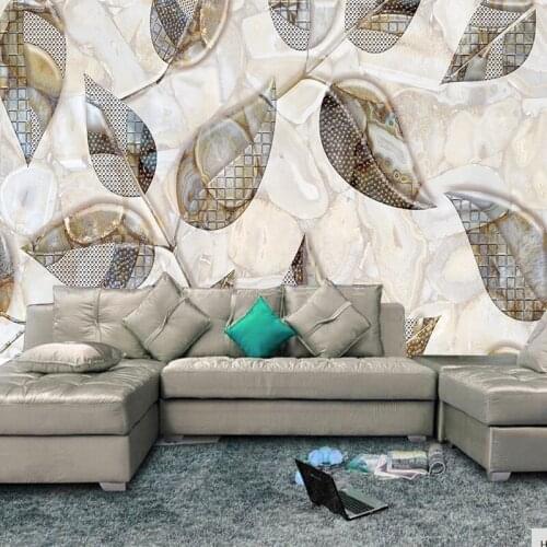Luxury Diamonds Leaf 3D Steroscopic Wallpaper for Walls Roll Marble Wall Paper living room background Wallpapers