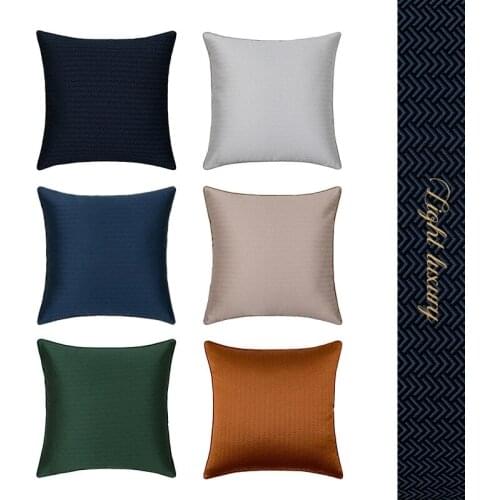 Light Luxury Solid Color Pillow Cases Embroidery Silver Gray Dark Green Sofa Cushion Cover High Precision Jacquard Pillowcase