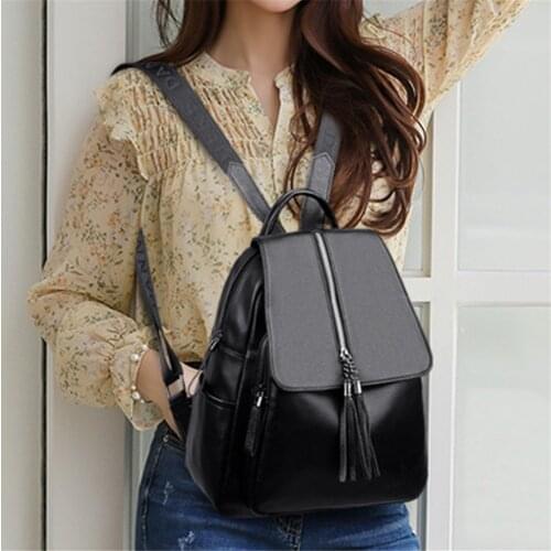 Large Capacity Design Ladies Backpack 2021 New High Quality Leather Women Shoulder Bag Solid Color Womens Travel Bags Mochilas