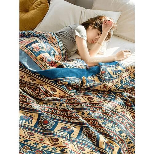 Gauze Towel Quilt Old-Fashioned Vintage Summer All Cotton Pure Cotton Adult Thickened Single Double Nap Blanket Airable Cover