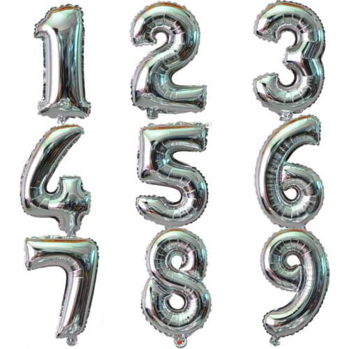 Number Balloon Children Birthday Party Couple Confession Birthday Opening 16 Inch Aluminum Foil Balloon Silver Foil Balloon