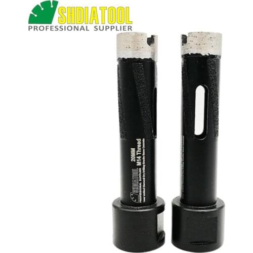 SHDIATOOL 2pcs M14 Dia 20mm Laser Welded Diamond Dry Drilling Core Bits With Side Protection Drill Bits Granite Marble Hole Saw