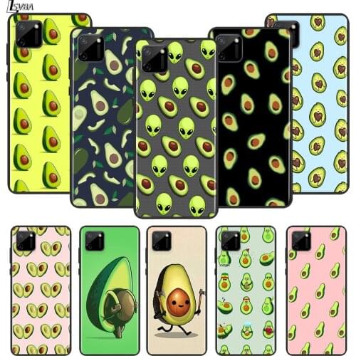Cute Fruit Avocado For OPPO Realme Narzo 20 C2/3/11/12/15/17 X2 X3 X7 XT X50 Q2i V3 V5 V15 Pro Black Silicone Soft Phone Case
