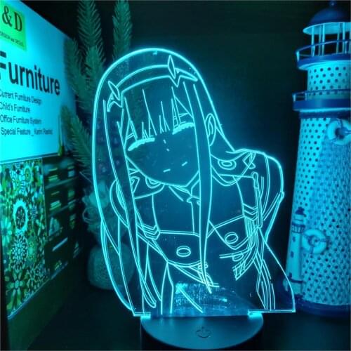 DARLING In The FRANXX 3D LED Night Light Zero Two 002 Anime Figure Lampara Home Decoration Lighting Manga Decor Table Desk Lamps