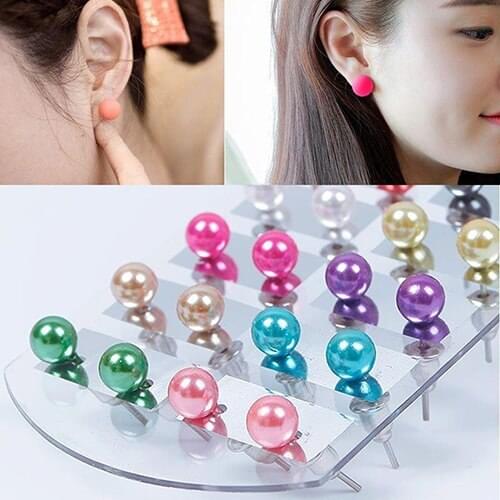 High quality Double Faced Pearl Stud Earring Elegant Temperament Crystal earrings 12Colors