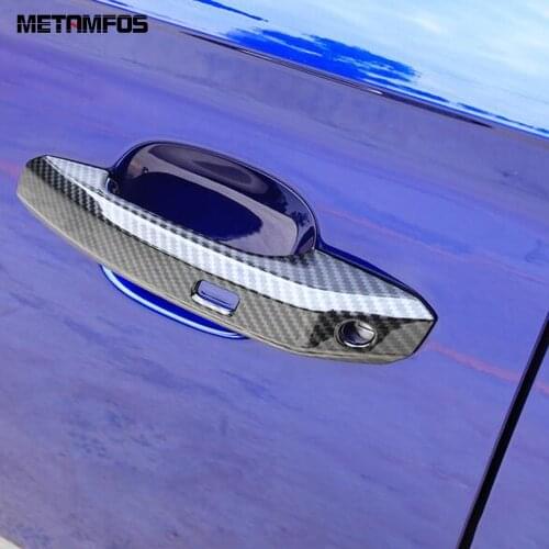 For Audi Q5 2018 2019 2020 Carbon Fiber Door Handle Catch Cover Trim Molding Protection Cap Exterior Accessories Car Styling