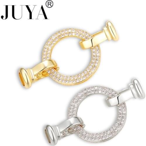 JUYA DIY Handmade Jewelry Findings Accessories Cubic Zirconia Fastener Clasps Connectors For Bracelets Necklaces Jewelry Making