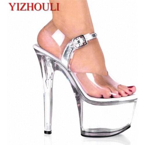 Stylish Platforms Women Open Toe 17cm High Heel Shoes, Pole Dance Shoes, Sandals, Wedding Shoes Platform PU Shoes