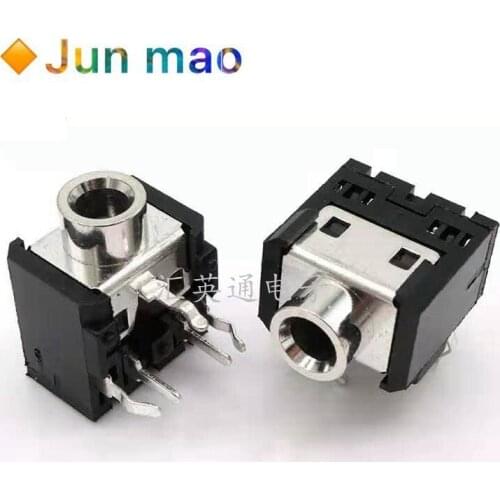 10Pcs PJ306M PJ-306M 3.5mm Female Audio Connector 5 Pin DIP Stereo Headphone Jack With Nut