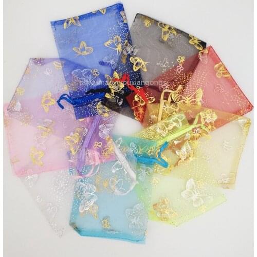 100pcs Butterfly Organza Bags Jewelry Packaging Bags Wedding Party Decoration Favors Drawable Gift Bags & Pouches 7ZSH330