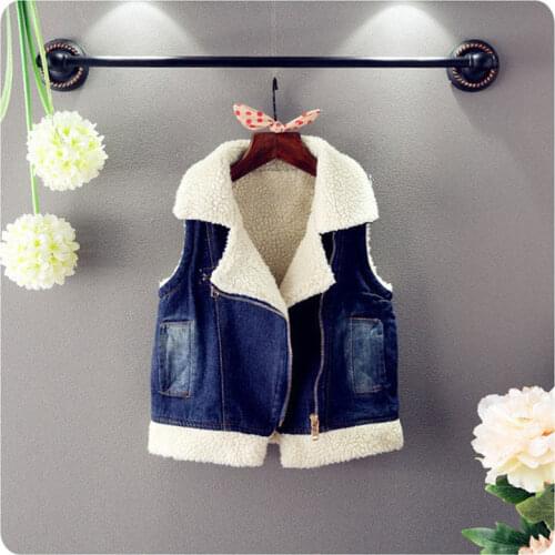 2018 Winter jacket for girls boy Sleeveless Lapel Casual Cowboy Vest For Girls Kids Clothes waistcoat Zipper Coat children