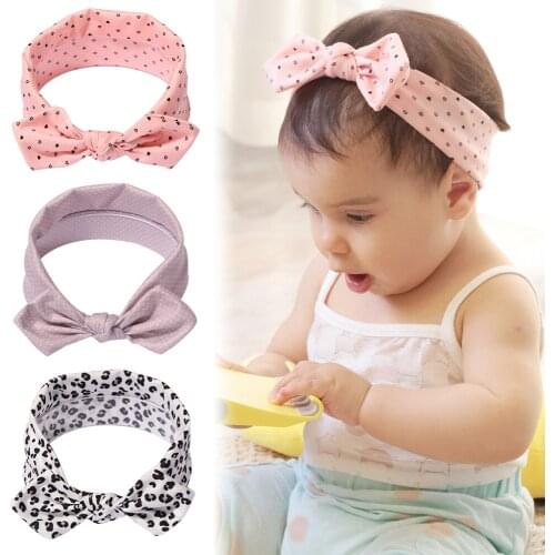 3pcs/set Baby Headband Girls Hair Accessories Leopard Print Cotton Rabbit Ear Turban Bow Elastic Hairband Baby Princess Headwrap